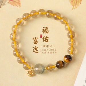 吉祥如意福字平安锁招财发晶手链